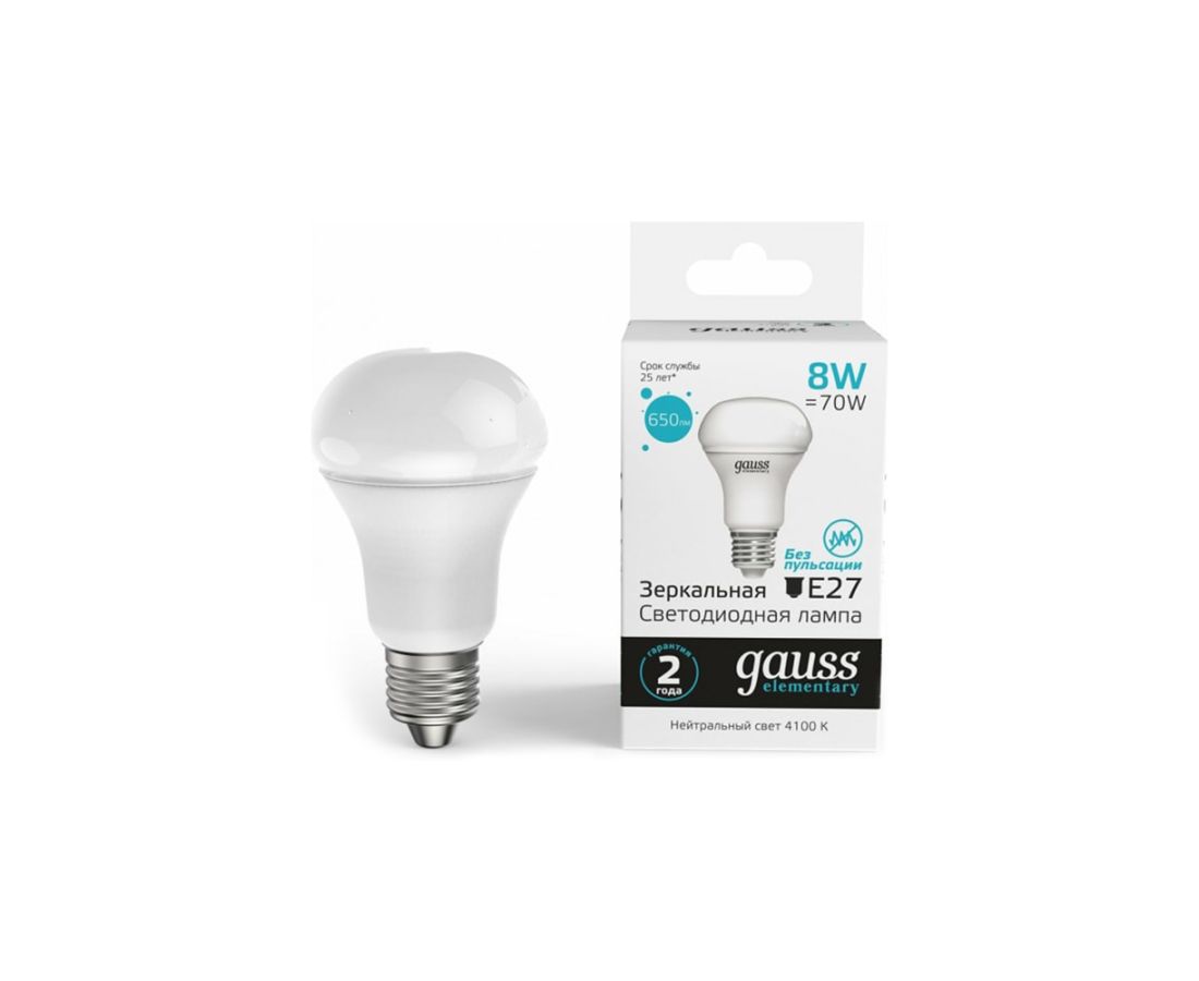 LED ნათურა R63 8W E27 4100K el - 63228 gauss — ნათურა და ვაზნა